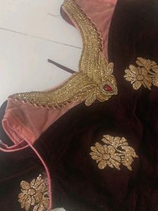 Velvet Blouse N Matka Silk Lehenga