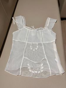 Sheer White Embroidered Top