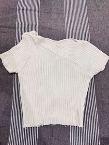 Ribbed Asymmetrical Crop Top