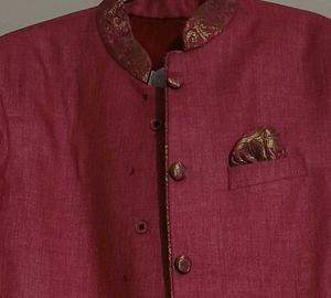 Elegant Maroon Sherwani with Gold Details