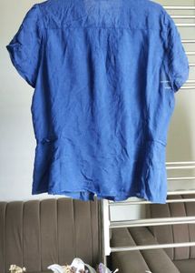 Blue Ruffled Blouse