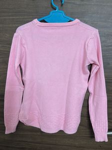 Girls Pink Autumn Moose Sweater