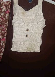 Ruffled Button Crop Top