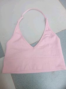 Pink Ribbed Halter Top