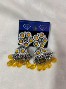 Yellow Jhumka Earrings