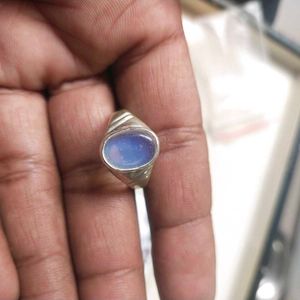 7.150 Cts. Original White Opal In Pure Silver Ring