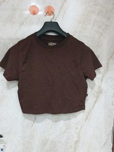 Brown Crop Top T-Shirt