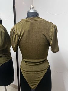Olive Shiny Body Suit
