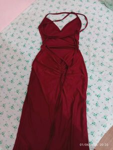 Burgundy Halter Maxi Dress