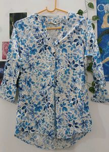 Blue Floral Blouse