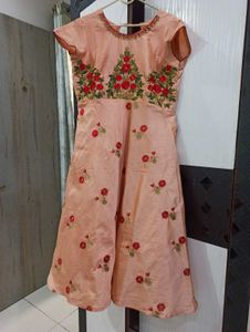 Peach Embroidered Ethnic Dress