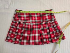 Red Plaid Pleated Skirt waist 28/30