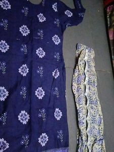 Navy Blue Printed Kurti Set
