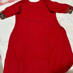 Red Kurti with Printed Palazzo Set
