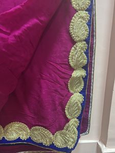 Pink Saree With Golden carry border