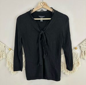 Black Tie-Neck Top