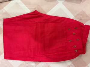 dark pink Embroidered Kurta Set