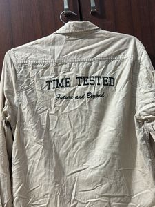 Men’s Beige “Time Tested Future Blessed” Button-Up