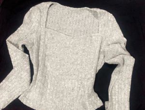 Gray Long Sleeve Top