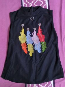 Feather Embroidered Sleeveless Top