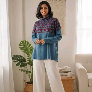 Stylish Patterned Turtleneck Sweater