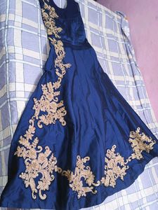 Elegant Blue Embroidered Gown