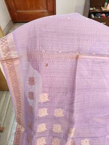 Lavender Chanderi Cotton Zari Saree