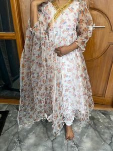 Floral Anarkali Suit with Dupatta
