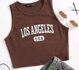 Brown LA Crop Tank