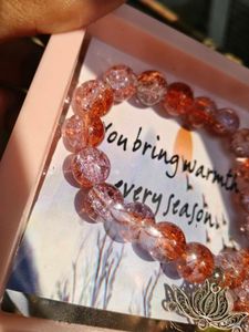 Peach Bracelet with Lotus Charm