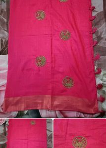 Pink yellow blue Embellished Saree