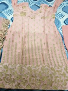 Suit In Simmer With Cut Work Heavy Dupatta
