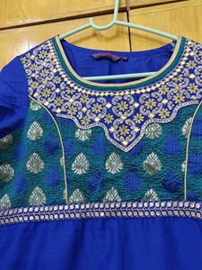 Blue Embroidered Kurti