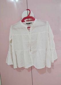 Zudio White Top With Bell Sleeves (Size XS)
