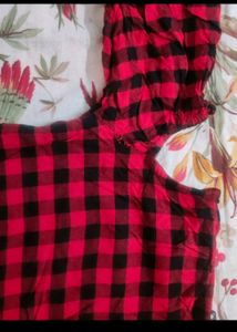 FabAlley Red And Black Checked Top