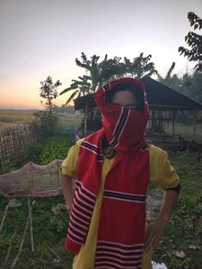 Weaving Red Stripe Scarf