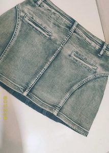 Denim A-Line Mini Skirt