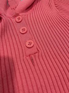 Pink Ribbed Button Top