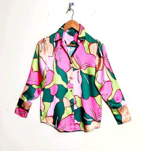 Multicolour Satin Shirt Size-36