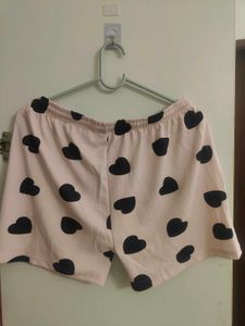 Cute Heart Pink Lounge Shorts Night Suit