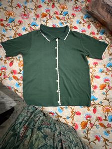 Green Knit Cardigan Top