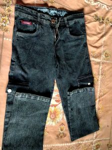 Dark Wash Cargo Baggy Jeans