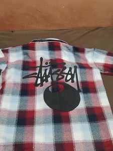 Red &amp; White Plaid Flannel Shirt for baggy or norma