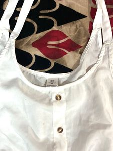 White Button-Front Crop Top Unused