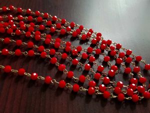 Red Rondelle Glass Beads Chain