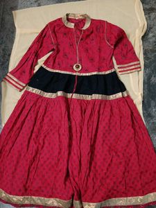 Red & Black Tiered Cotton Dress