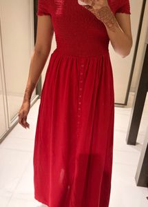 Red Off-Shoulder Maxi Dress