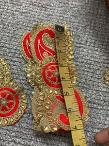 8 Piece Red And Golden patch Style Lace