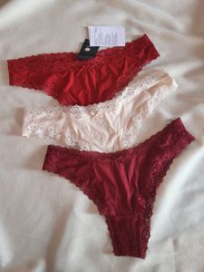 H&M Lace Detail Thongs Set Of 3/ Size-Medium