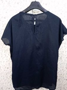 Mango Embroidered Black Blouse